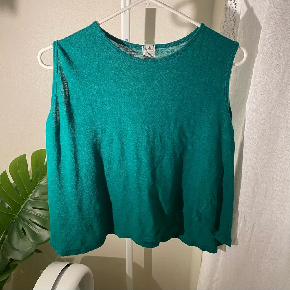 Green Relaxed Knit Tank Top Size S/M Korean Clothing